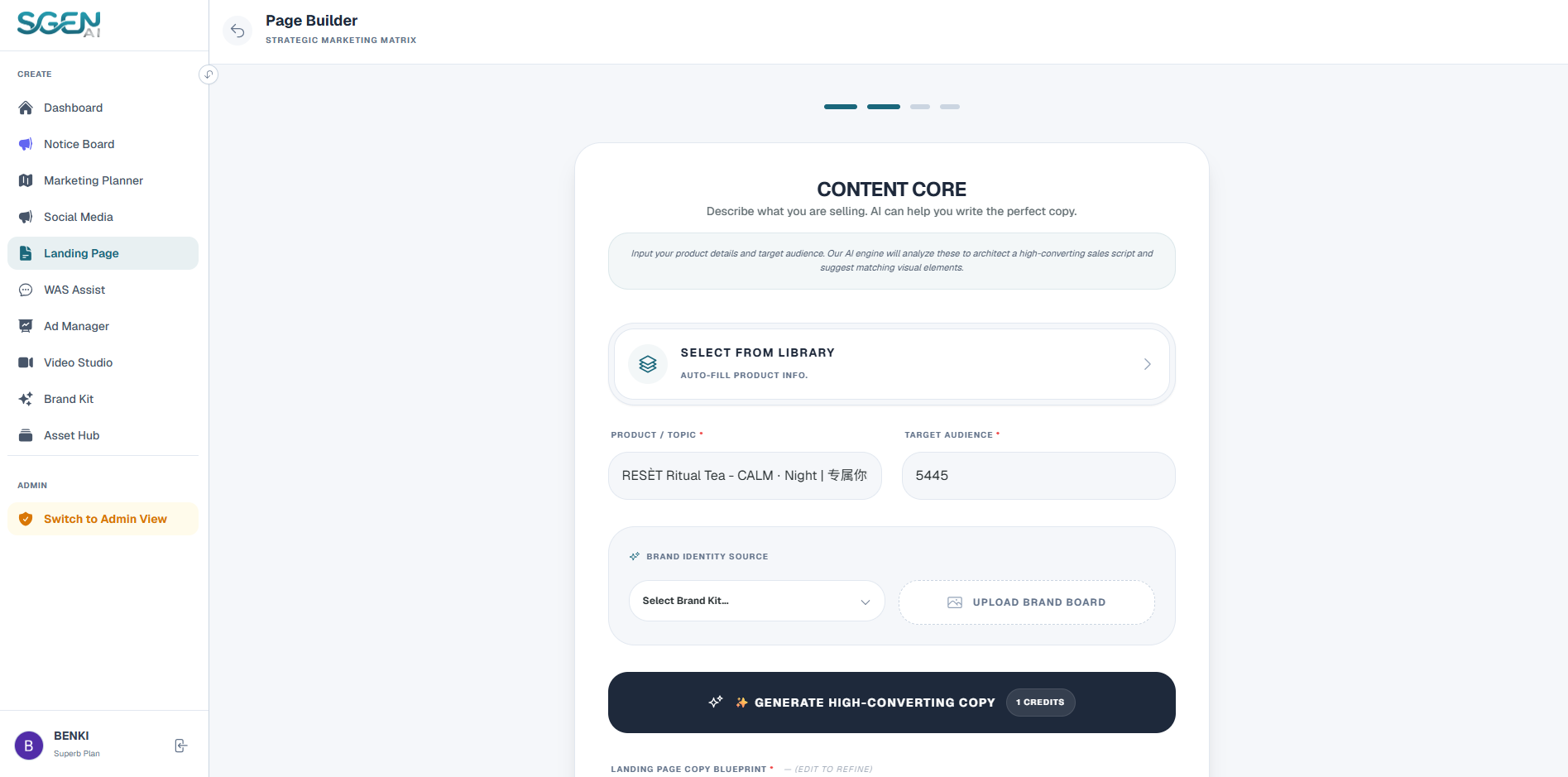 Step 2: Content Core Settings